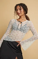 Beverly and Beck Mollie Lace Asymmetrical Long Sleeve Top