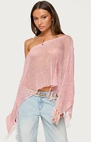 Edikted Sequin Fringe Knit Poncho