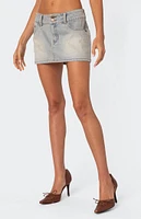 Edikted Rumble Washed Denim Mini Skirt