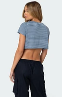 Edikted Stripey Cropped T-Shirt