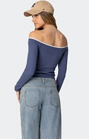 Edikted Tal Ruched Off Shoulder Top