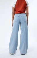 PacSun Light Indigo Ruched Wide Leg Jeans