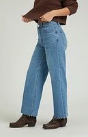 Pacsun Nora Stretch Dark Indigo Cropped Wide Leg Jeans