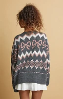 Beverly and Beck Bow Fair Isle Oversized Sweater