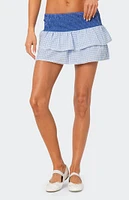 Edikted Double Gingham Ruffled Mini Skirt