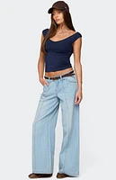 Edikted Angeline Wide v Neck Top