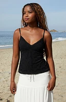 John Galt Black Amara Lace Tank Top