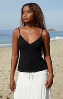 John Galt Black Amara Lace Tank Top