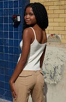 John Galt White Skylar Lace Trim Tank Top