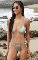 Pacsun Blue Scilla Shine Triangle Bikini Top