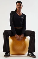 PAC 1980 WHISPER Black Active Fold-Over Waistband Flare Yoga Pants