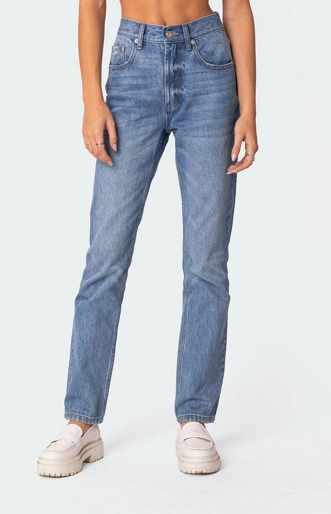 Edikted Swift High Waisted Straight Leg Jeans