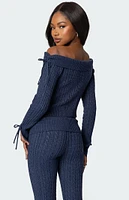 Edikted Chase Fold Over Cable Knit Top