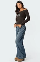 Edikted TJ Off Shoulder Knit Bow Top