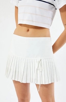 LA Hearts White Micro Pleated Mini Skirt