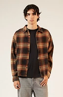 Pacsun Black & Brown Washed Cropped Flannel Shirt