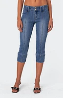 Edikted Jesse Low Rise Washed Capri Jeans