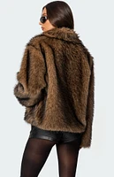 Edikted Mob Wife Faux Fur Jacket