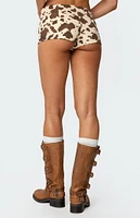 Edikted Cow Printed Low Rise Micro Shorts