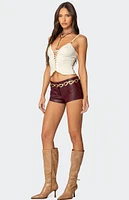 Edikted Melaney Faux Leather Micro Shorts