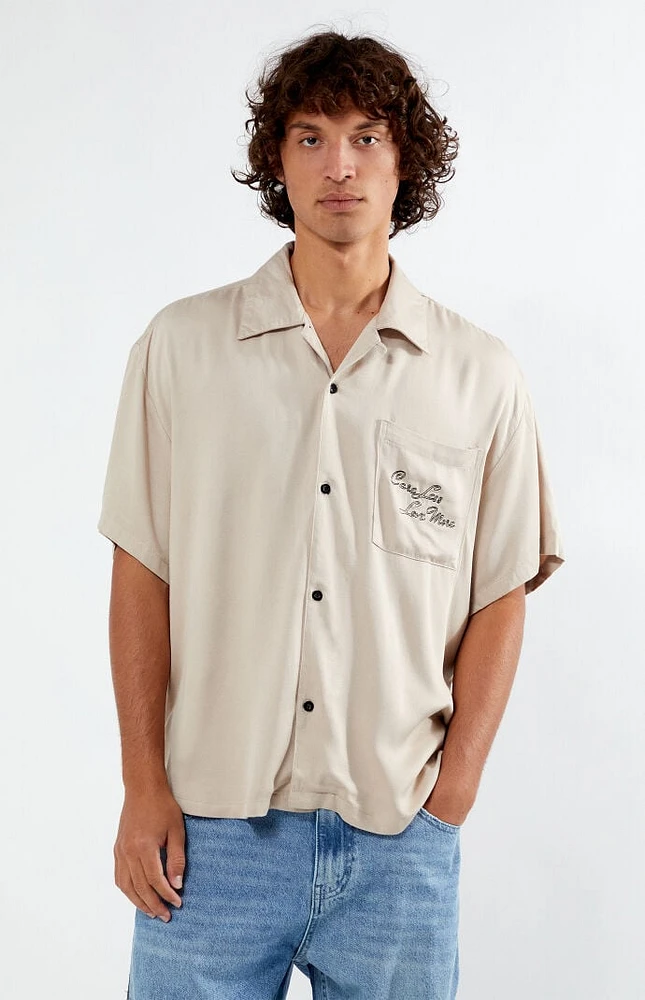 PacSun Care Less Embroidered Tencel Camp Shirt