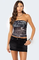 Edikted Layered Belt Mesh Tube Top