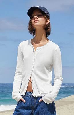 John Galt White Zoe Scalloped Cardigan