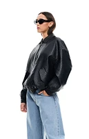 LIONESS Kenny Faux Leather Bomber Jacket