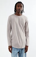 PacSun Gray Basic Solid Scallop Long Sleeve T-Shirt