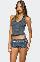 Edikted Reagan Striped Ribbed Halter Top