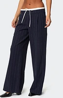 Edikted Pinstripe Peekaboo Drawstring Pants