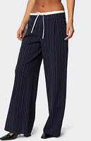 Edikted Pinstripe Peekaboo Drawstring Pants