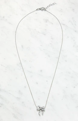 Silver Bow Necklace