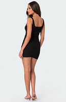 Edikted Bryna Ribbed Bow Mini Dress