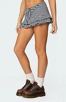 Edikted Avia Ruffle Striped Mini Skort