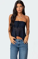 Edikted Embroidered Sheer Strapless Top