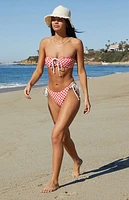 Pacsun Red Cherry Gingham Karly Tie Side Bikini Bottom