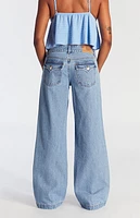 Pacsun Casey Double Button Low Rise Baggy Jeans Medium Indigo