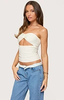 Edikted Textured Knit Strapless Cutout Top