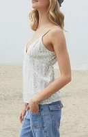 John Galt White & Blue Floral Edith Tank Top