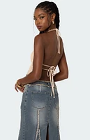 Edikted Anaya Textured Open Back Halter Top