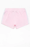 adidas Kids 3 Stripes Pink Pacer Mesh Shorts