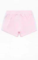 adidas Kids 3 Stripes Pink Pacer Mesh Shorts