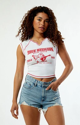 True Religion Contrast Stitch Ribbed Notched T-Shirt