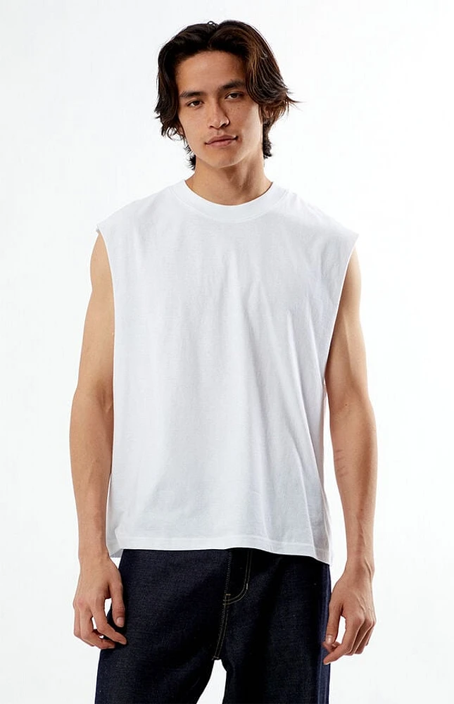 Pacsun White Cut Off Muscle T-Shirt