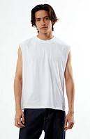 Pacsun White Cut Off Muscle T-Shirt