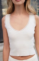 John Galt White Basic Scoop Tank Top