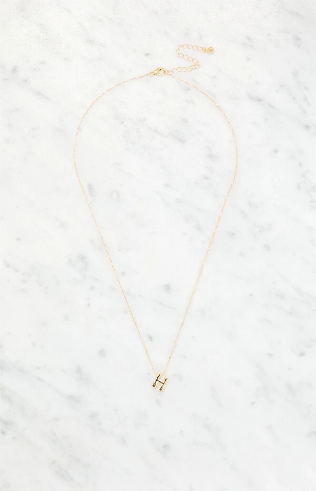 LA Hearts H Initial 14K Gold Plated Necklace