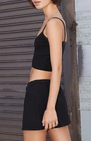 John Galt Black Scalloped Trim Cropped Sweater Tank Top