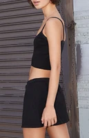 John Galt Black Scalloped Trim Cropped Sweater Tank Top